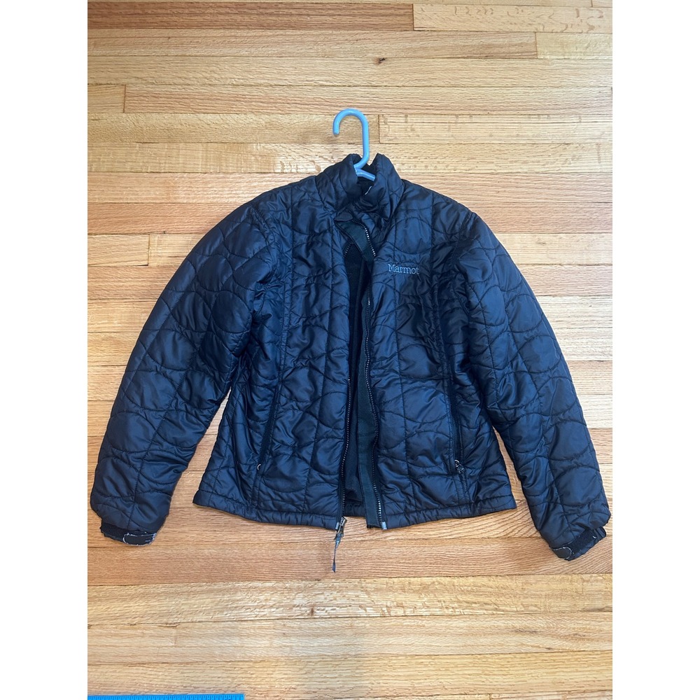 Marmot Womens Black Quilted Puffer Jacket Full Zip Fleece Lined Outdoor Small